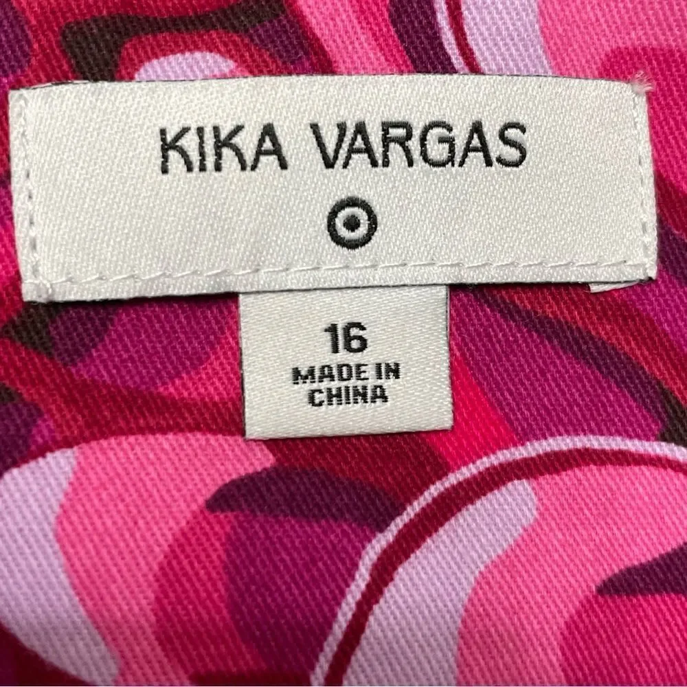 NWT Kika Vargas Mum Scalloped Hem Mini Skirt Pink and White Floral Size 16